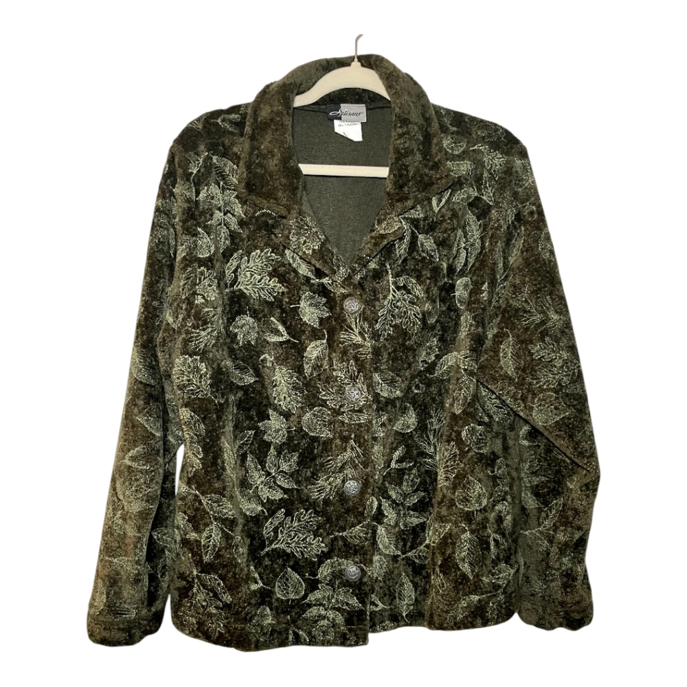 VTG Artisans' Leaf Botanical Autumn Fall Leaves Made In USA Jacket Women's Large